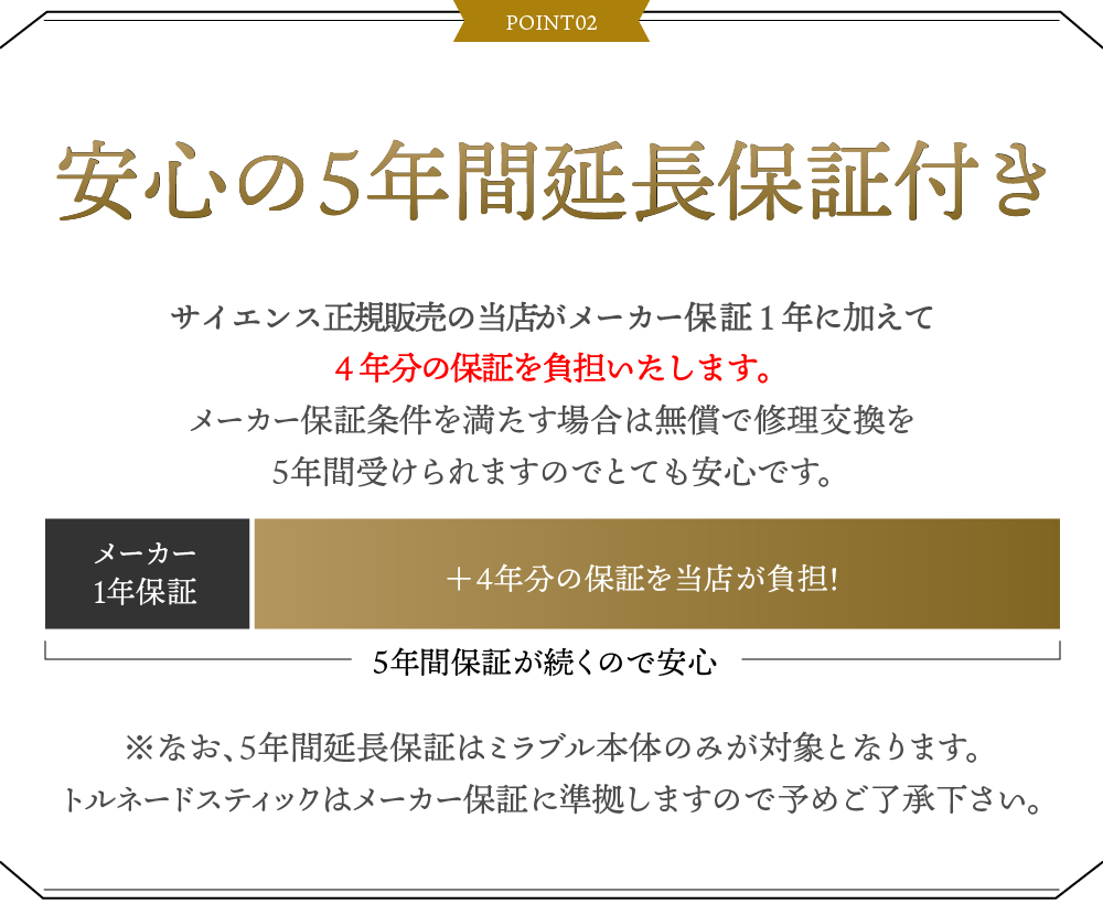 安心の５年間延長保証