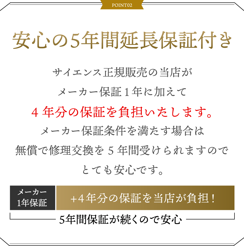 安心の５年間延長保証